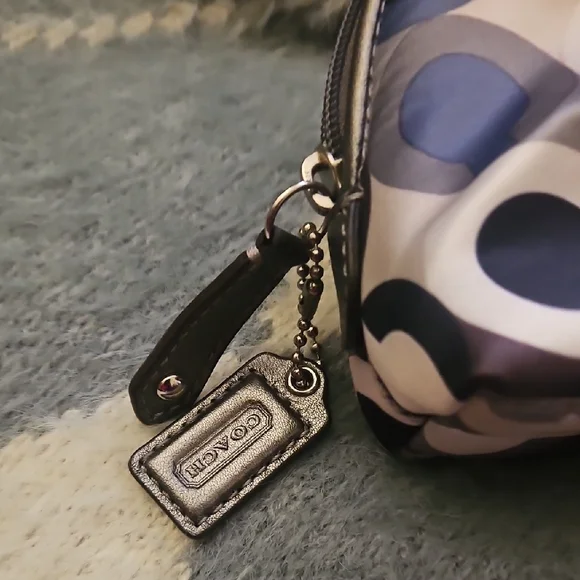 Coach Signature Pattern Cosmetic Bag in Blue and Gray - Picture 5 of 5